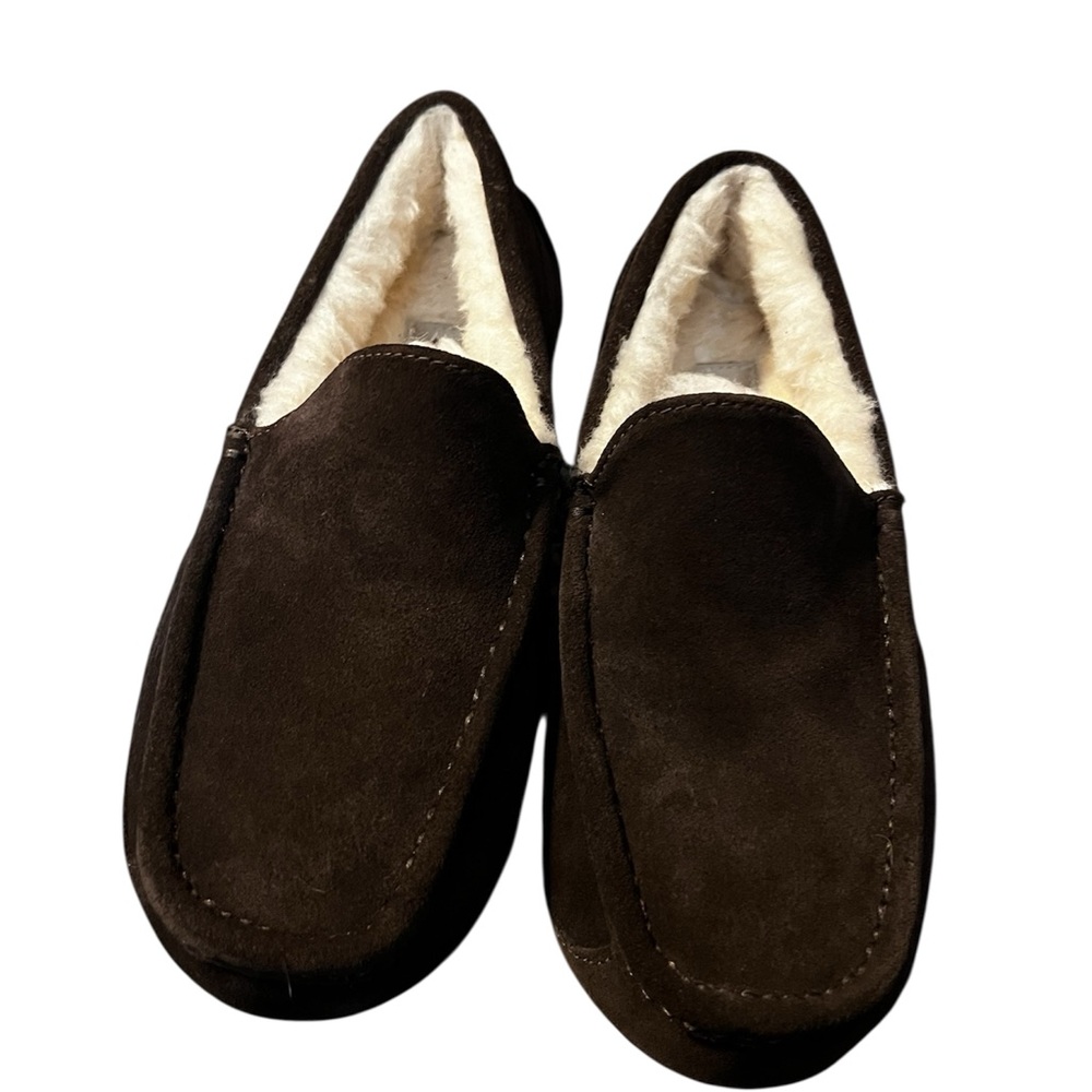 Men's UGG Brown Suede Loafers with Shearling Lining Size 8